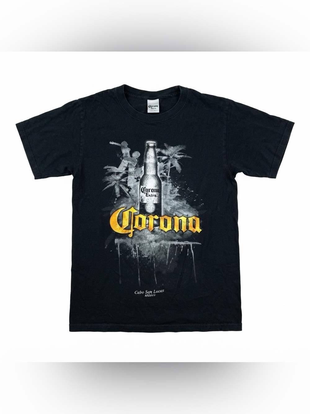Corona Extra Cabo San Lucas Mexico Black Graphic T-Shirt EUC